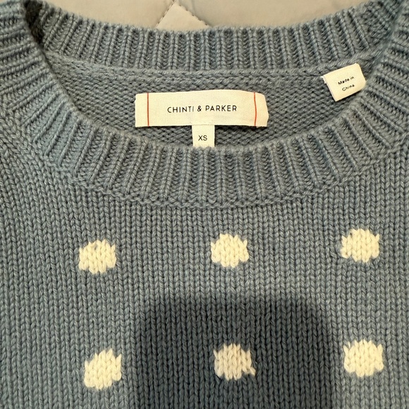 Winter polka dot blue and white sweater - Picture 4 of 7